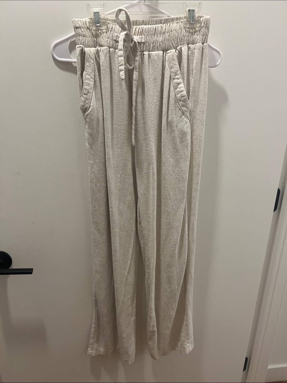 Sienna Rose Cream Drawstring Wide-Leg Pants